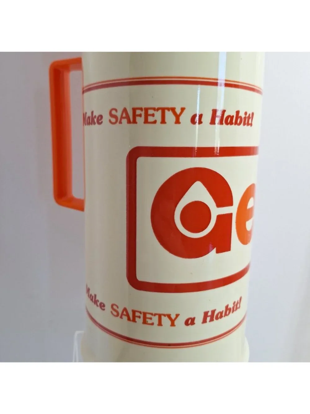 GETTY Thermos Make Safety A Habit Slogan Logo Orange Vintage 1970s